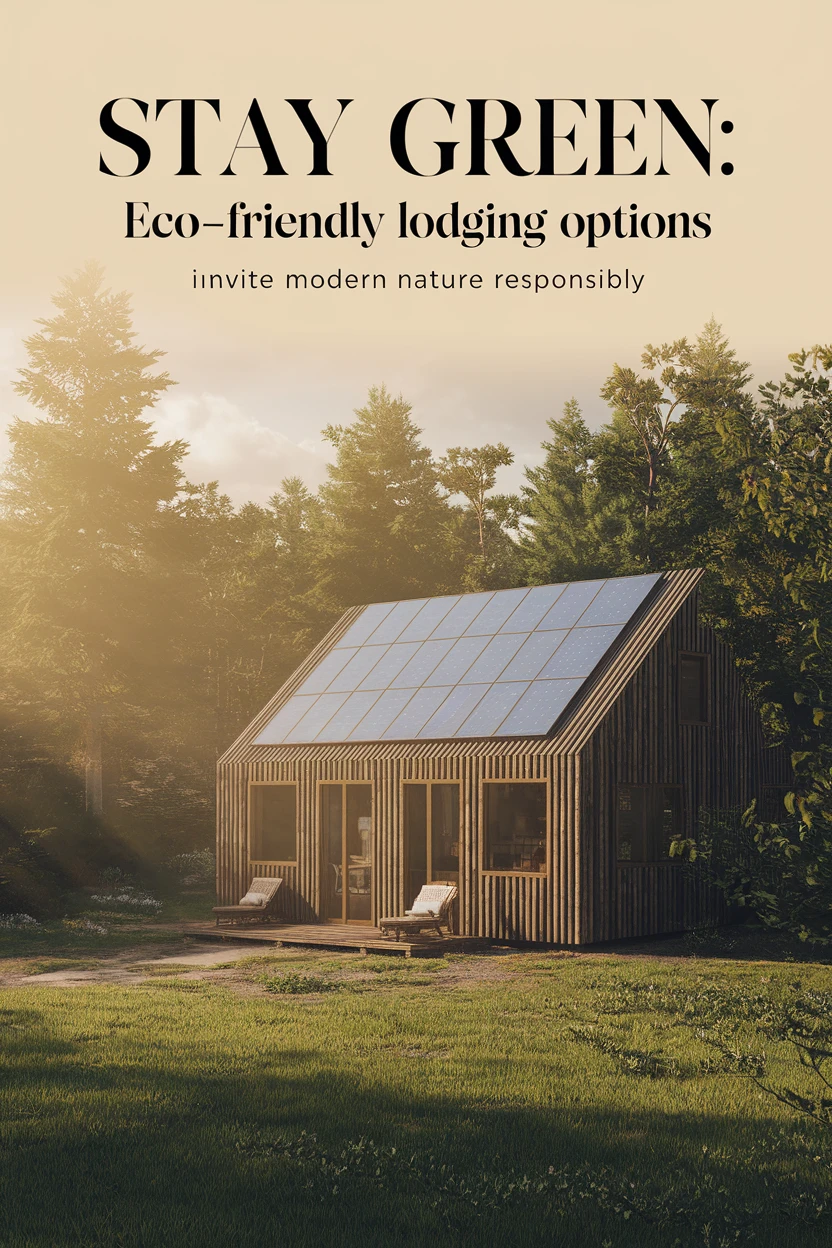 Eco-lodge with solar panels, depicting eco-friendly accommodation.
